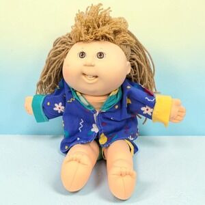 VTG Cabbage Patch Kids Pretty Crimp n Curl Doll 1991 Hasbro Blonde Yarn Hair CPK